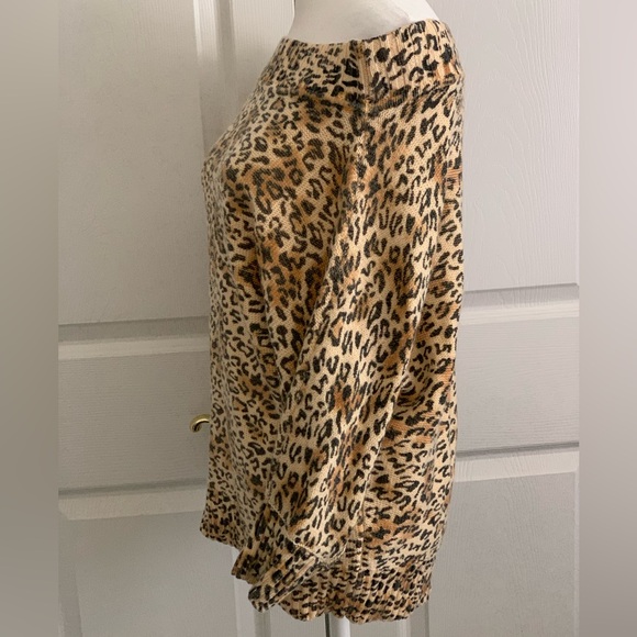 TCEC Boat Neck Animal Print 1/2 Sleeve Pullover Sweaater - Picture 2 of 6